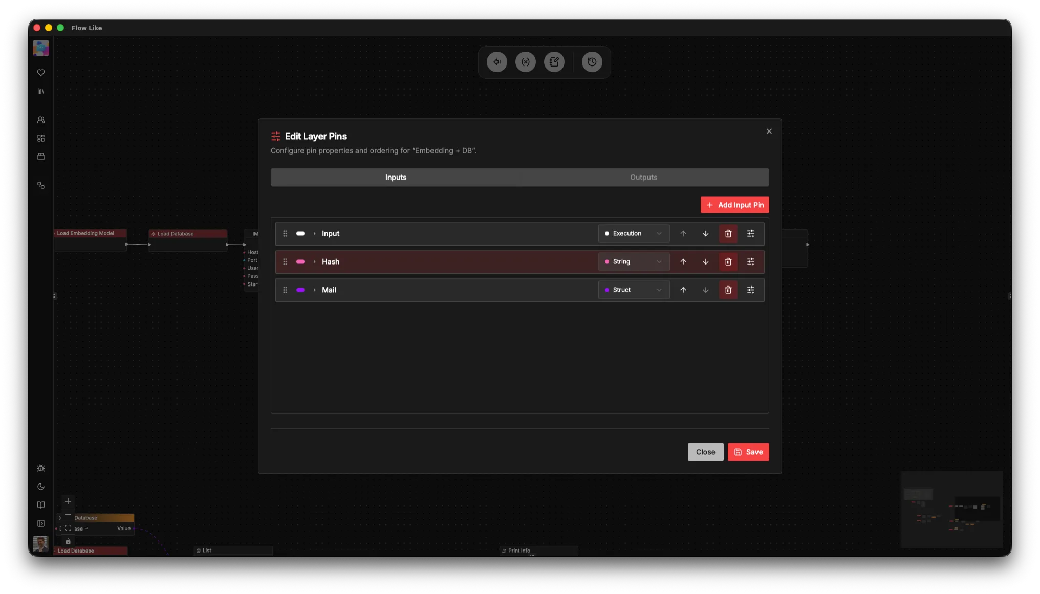 Flow-Like canvas showing type validation on pin connections