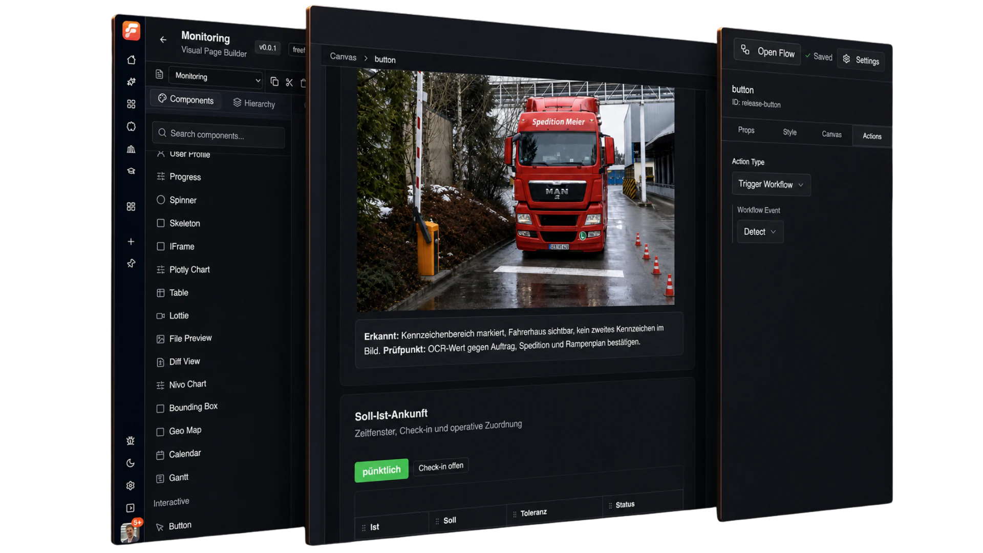 Frontend Builder — Flow-Like visual page builder and interaction editor